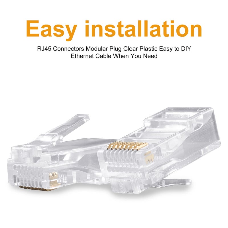 SHD RJ45 Connectors, RJ45 Ends Cat6 Connector Cat5e Connector Cat5 Connectors Ethernet Cable Crimp Connectors-50Pcs - Image 3
